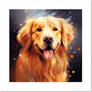 Golden Retriever Energy Watercolor Puppy Eyes for Dog Lovers Posters and Art